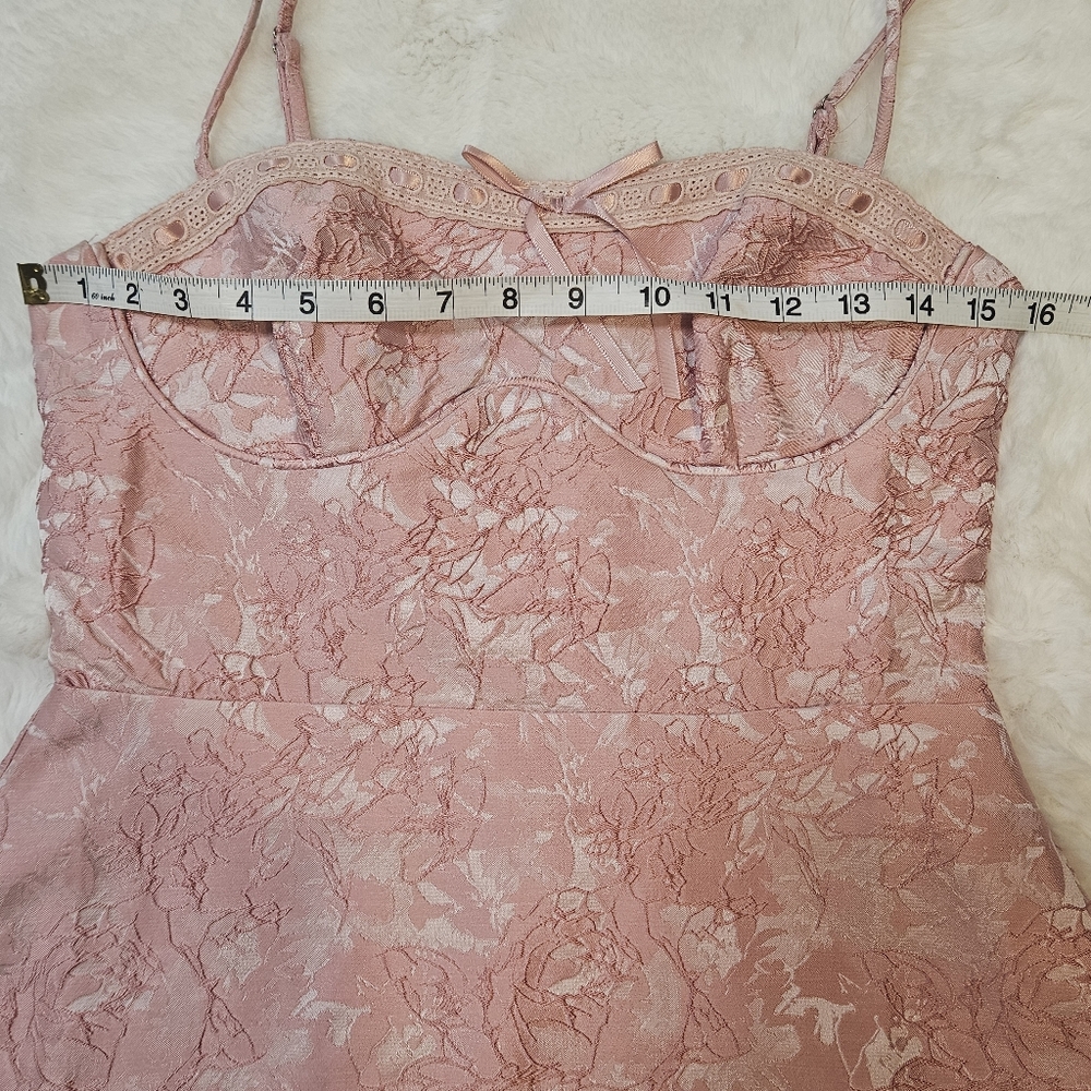 Angel Biba Kyrah Floral Lace-Up Back Mini Dress Pink (Australia) - Size M - Picture 10 of 16